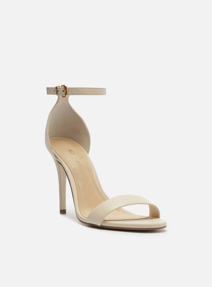Sandália Off-White Couro Salto Alto Fino Isabelli