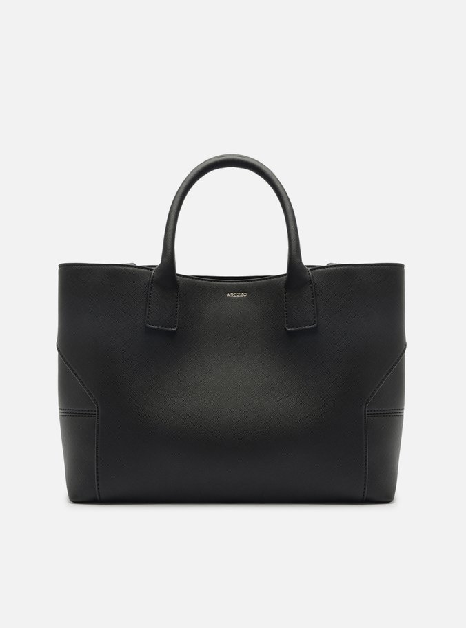 Bolsa Tote Preta Grande Recortes
