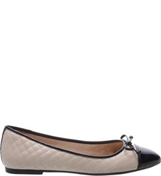 Sapatilha Verniz Cap Toe Bicolor Preta e Latte