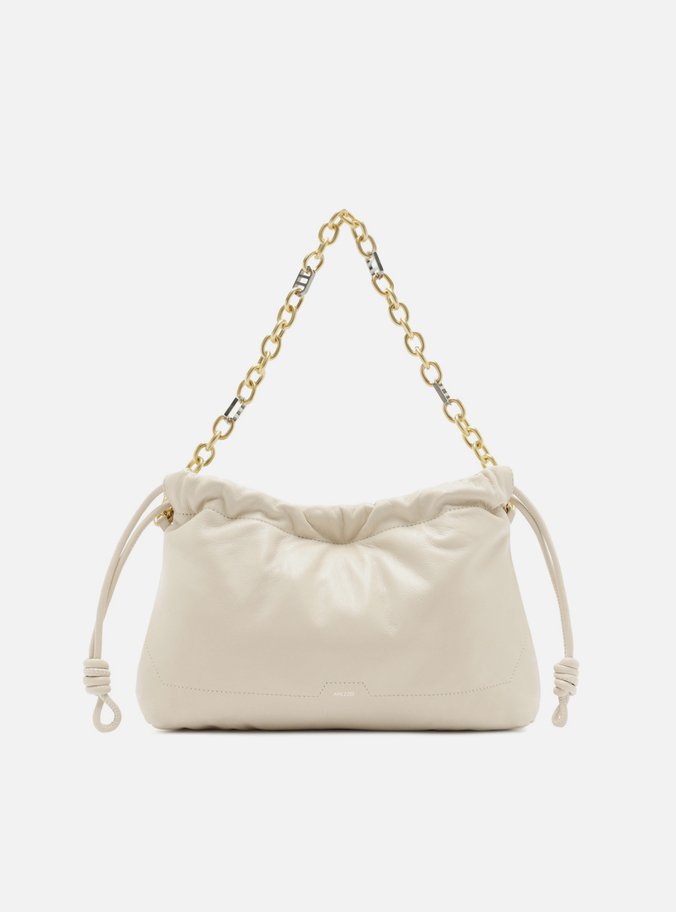 Bolsa Bucket Branca Couro Média Corrente