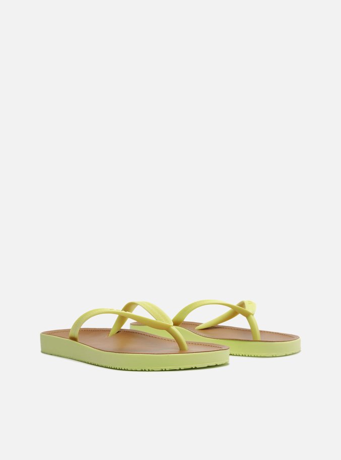Chinelo de Dedo Amarelo Palmilha Marrom