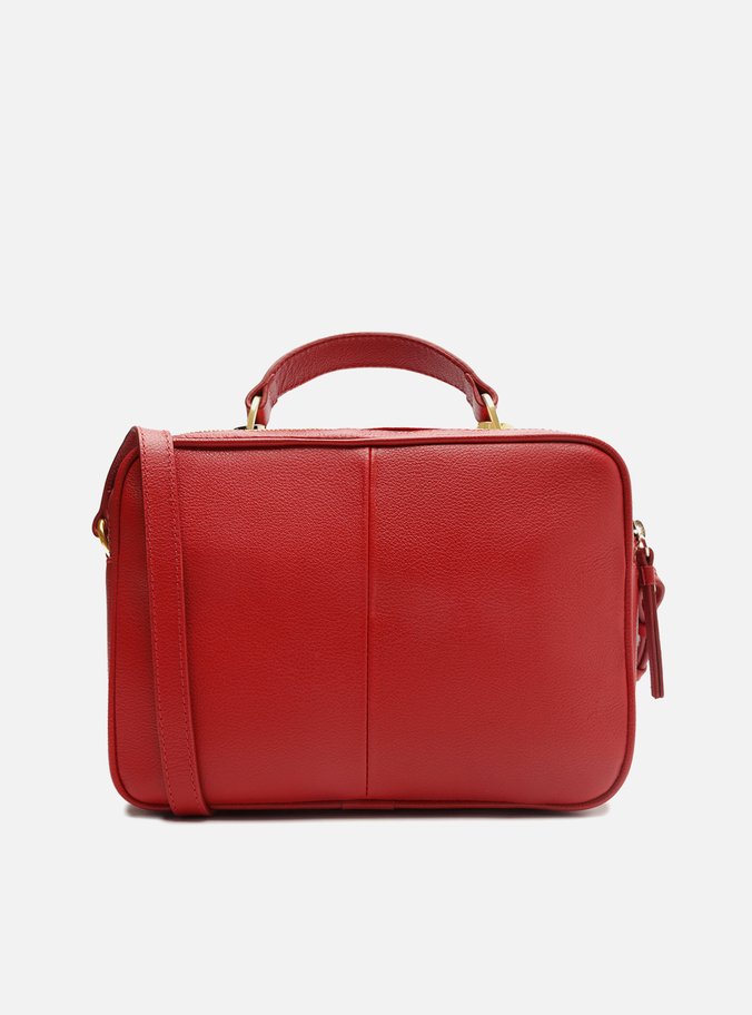 Bolsa Tiracolo Vermelha Couro Francine Média Costuras