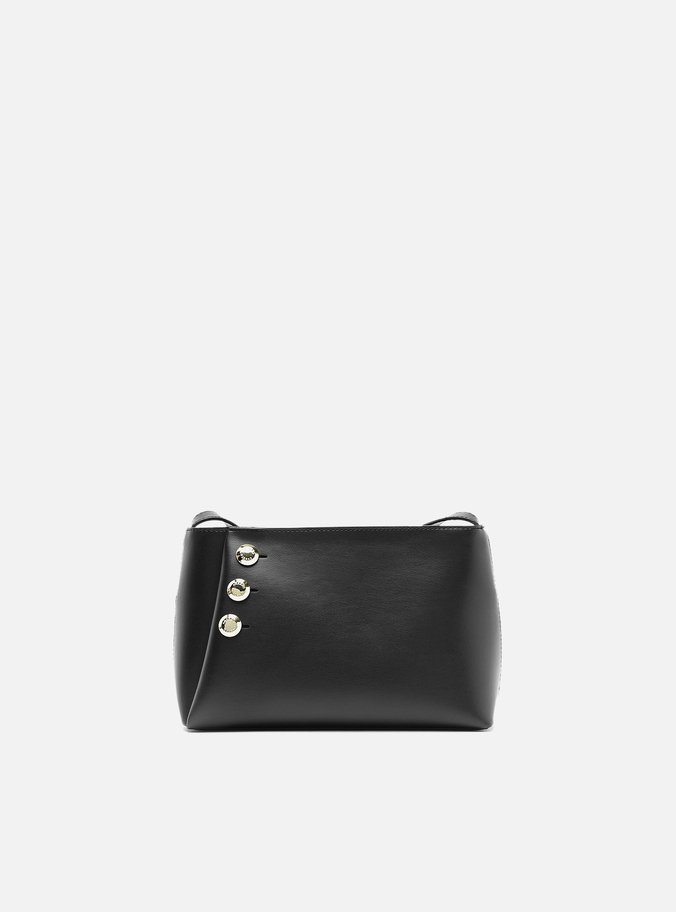 Bolsa Tiracolo Preta Pequena Detalhe Metais