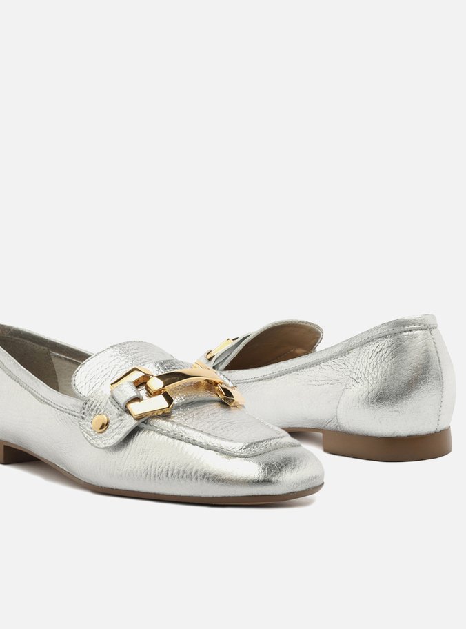 Loafer Prateado Couro Bridão Switch com Troca de Bridão