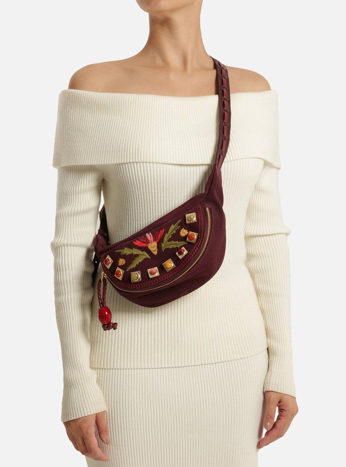 Pochete Bordô Acamurçada Média Bordada