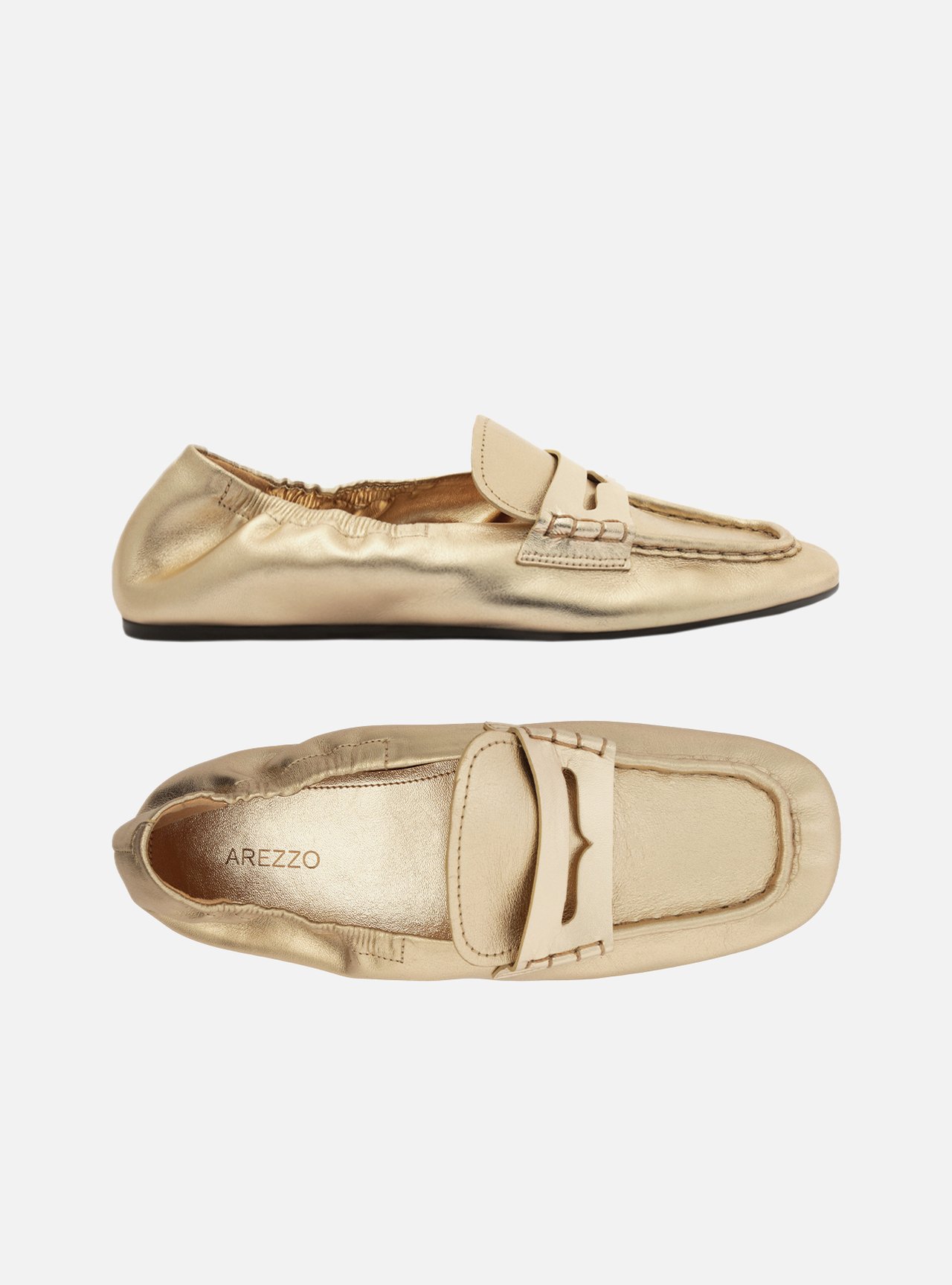 Mocassim Dourado Couro Bico Quadrado Soft — foto 5