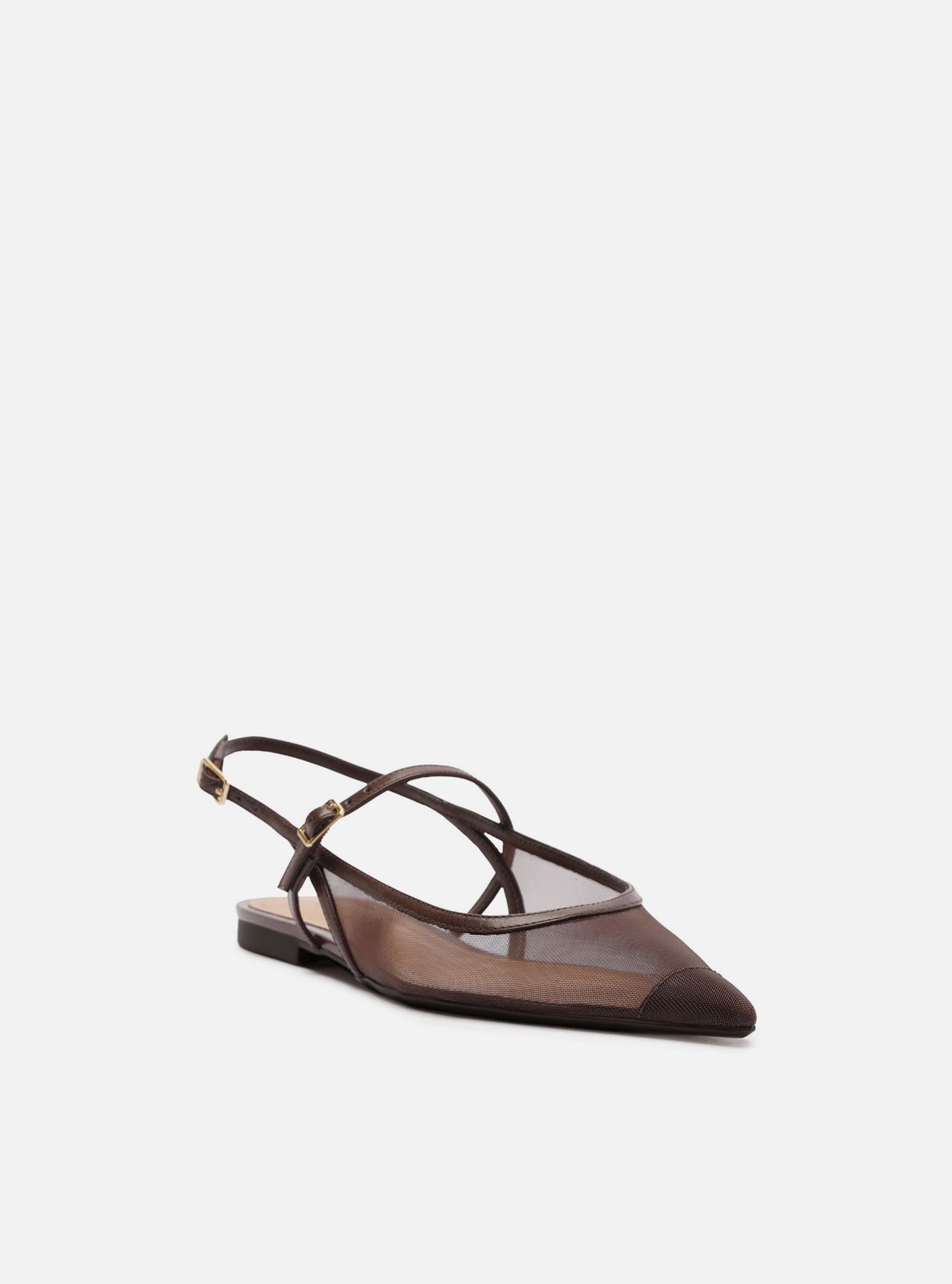 Sapatilha Marrom Tela Slingback Tiras Fivelas — foto 2