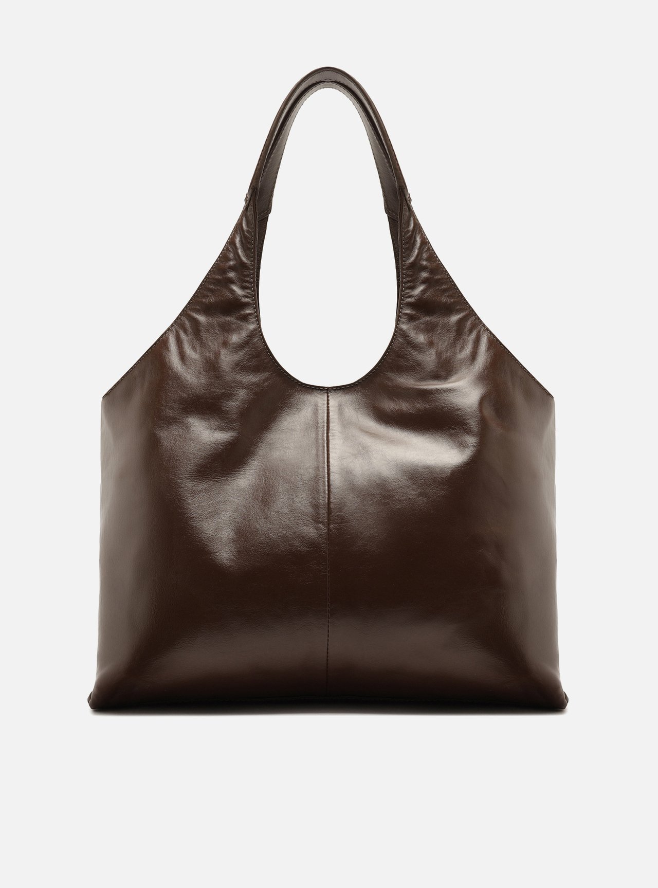 Bolsa Hobo Marrom Couro Grande Corrente Dourada — foto 3