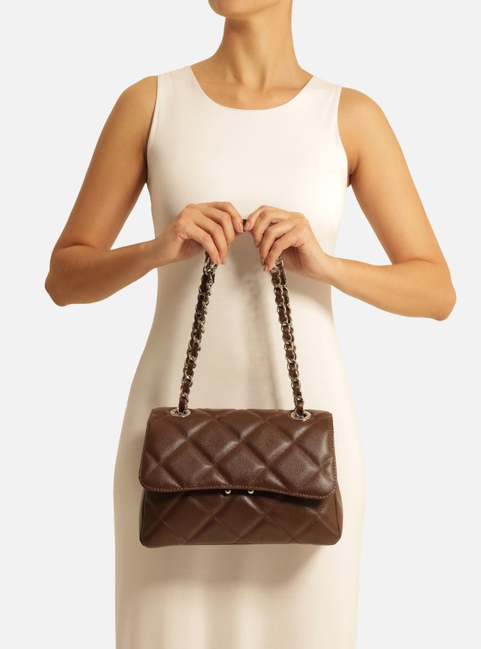 Bolsa Tiracolo Marrom Couro Mizz Média