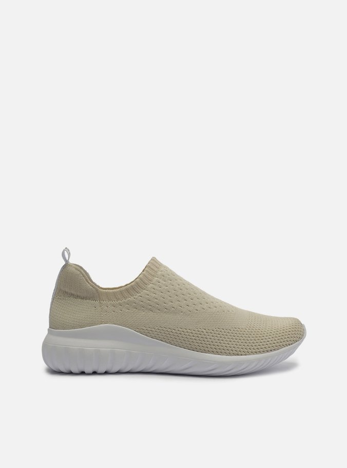 Tênis Slip On Creme Knit Tratorado