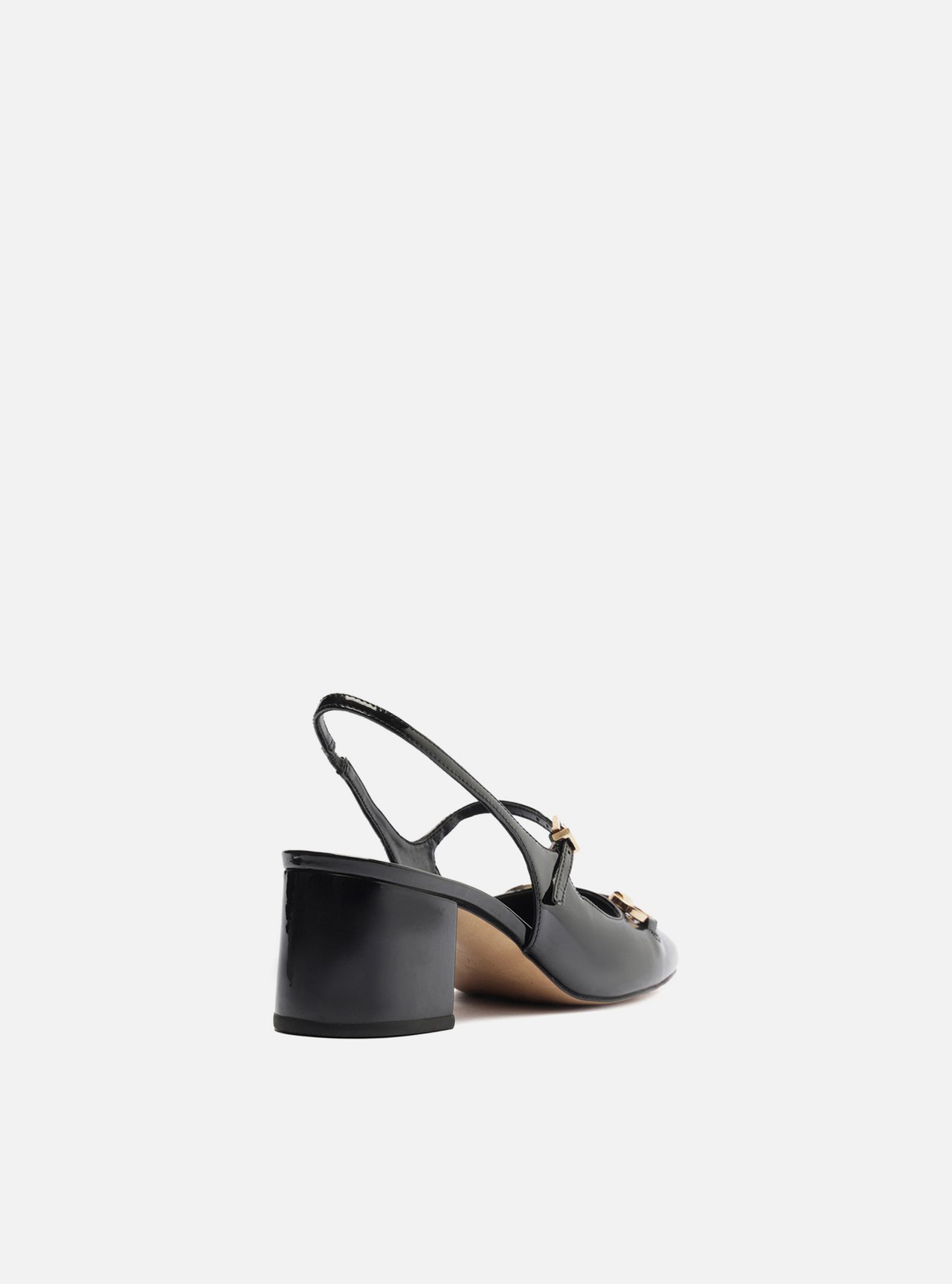 Sapato Boneca Preto Verniz Bloco Slingback — foto 3