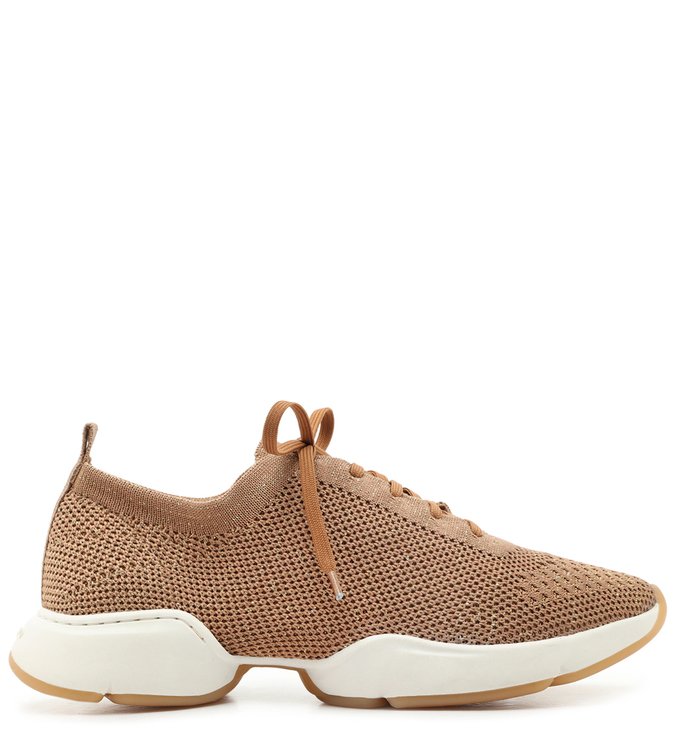 Tênis Amarração Nude Knit Solado Esportivo Avelã