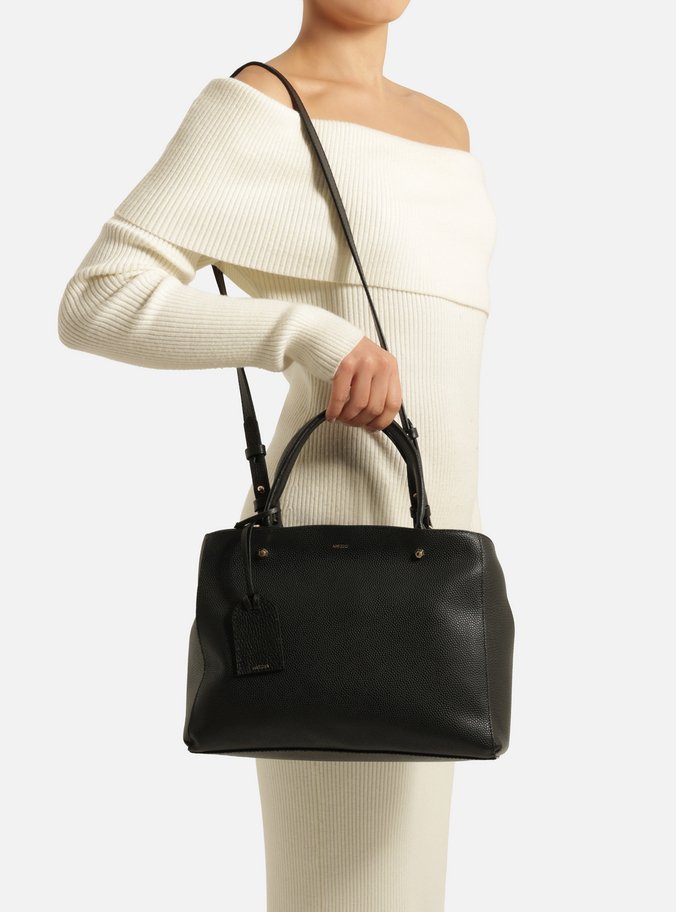 Bolsa Tote Preta Couro Bella Média