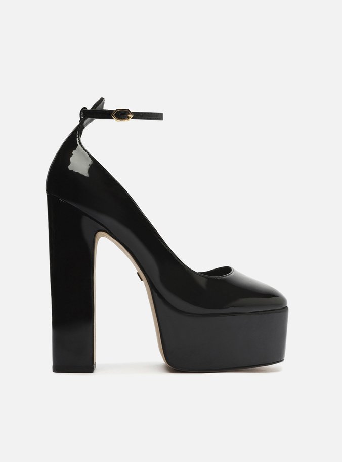 Scarpin Preto Verniz Meia Pata Bloco Gilda