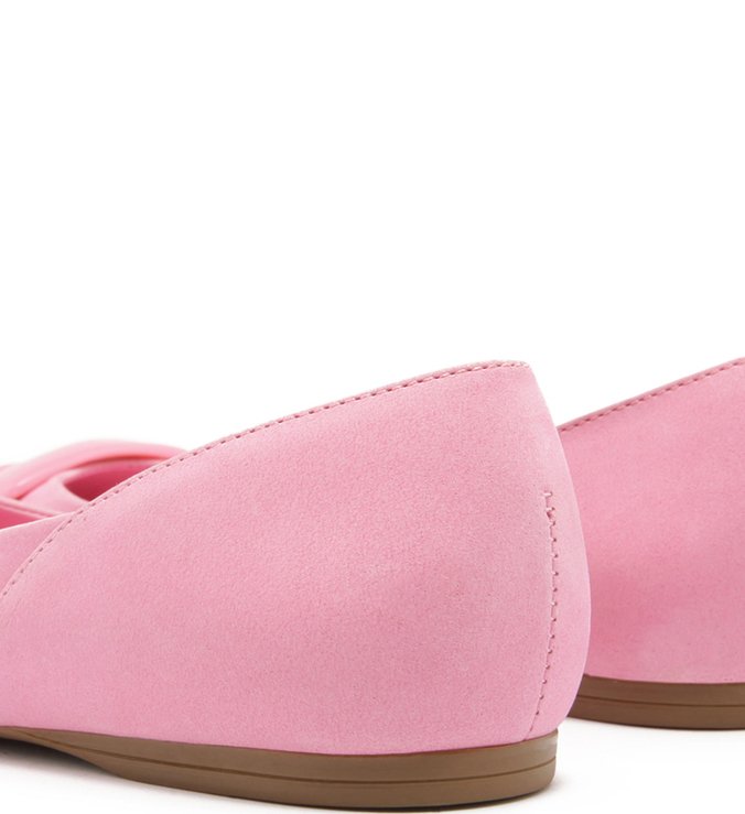 Sapatilha Nobuck Bico Redondo Fivela Baby Pink