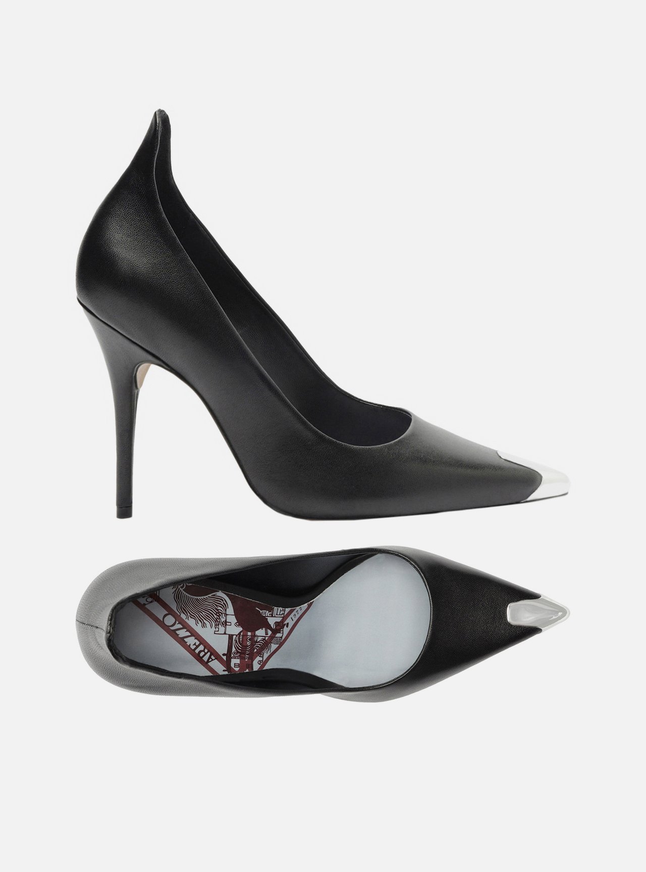 Scarpin Preto Bico Fino Metal — foto 5