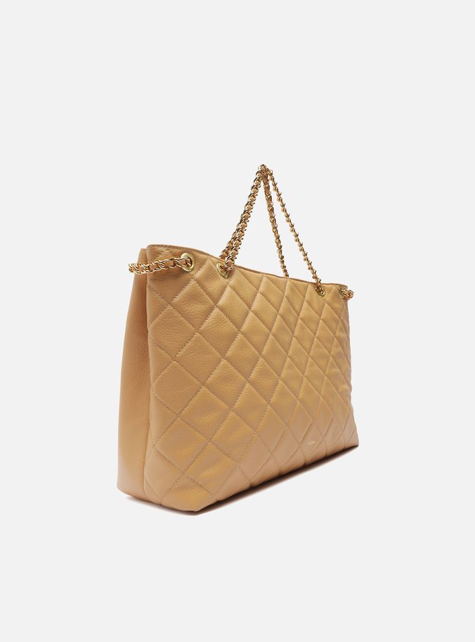 Bolsa Tote Nude Couro Matelassê Grande