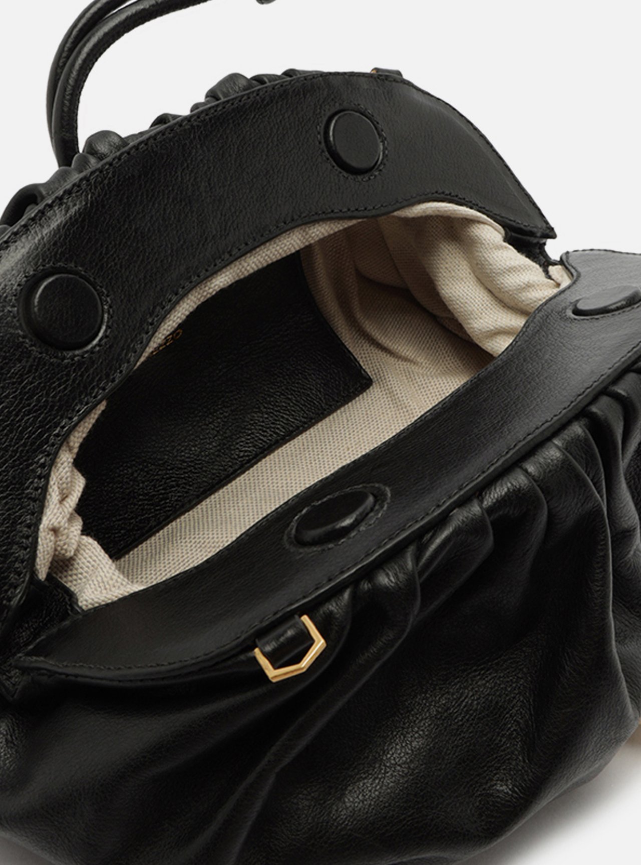 Bolsa Clutch Preta Couro Média Corrente — foto 4