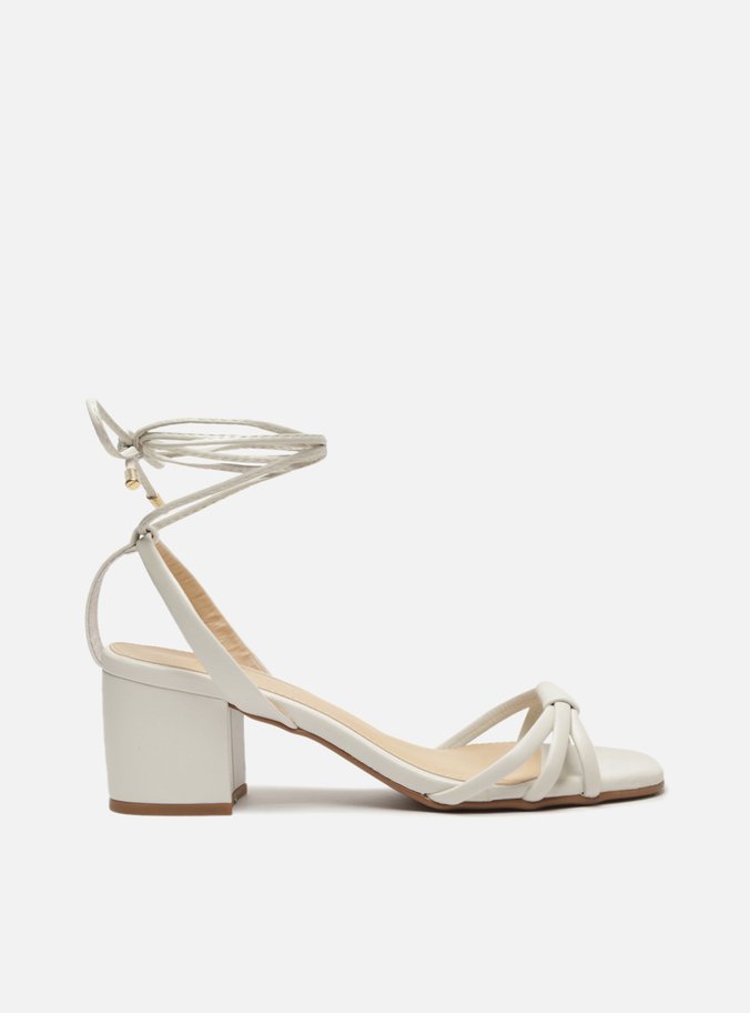 Sandália Off-White Salto Bloco Amarração