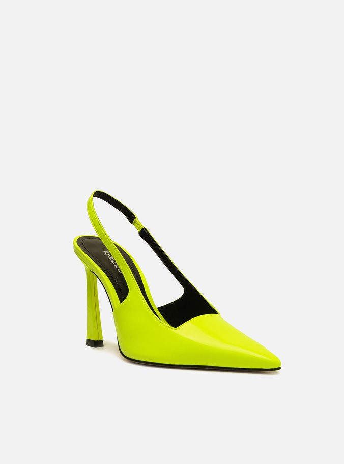 Scarpin Verde Verniz Bico Fino Slingback Kaia