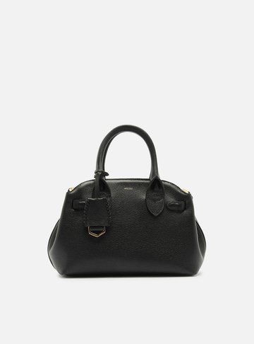 Bolsa Tote Preta Couro Média Arredondada