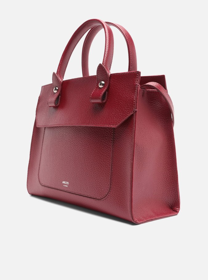Bolsa Tote Bordô Grande Detalhe Camurça