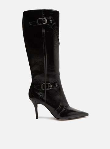 Bota Preta Couro Cano Longo Hazel