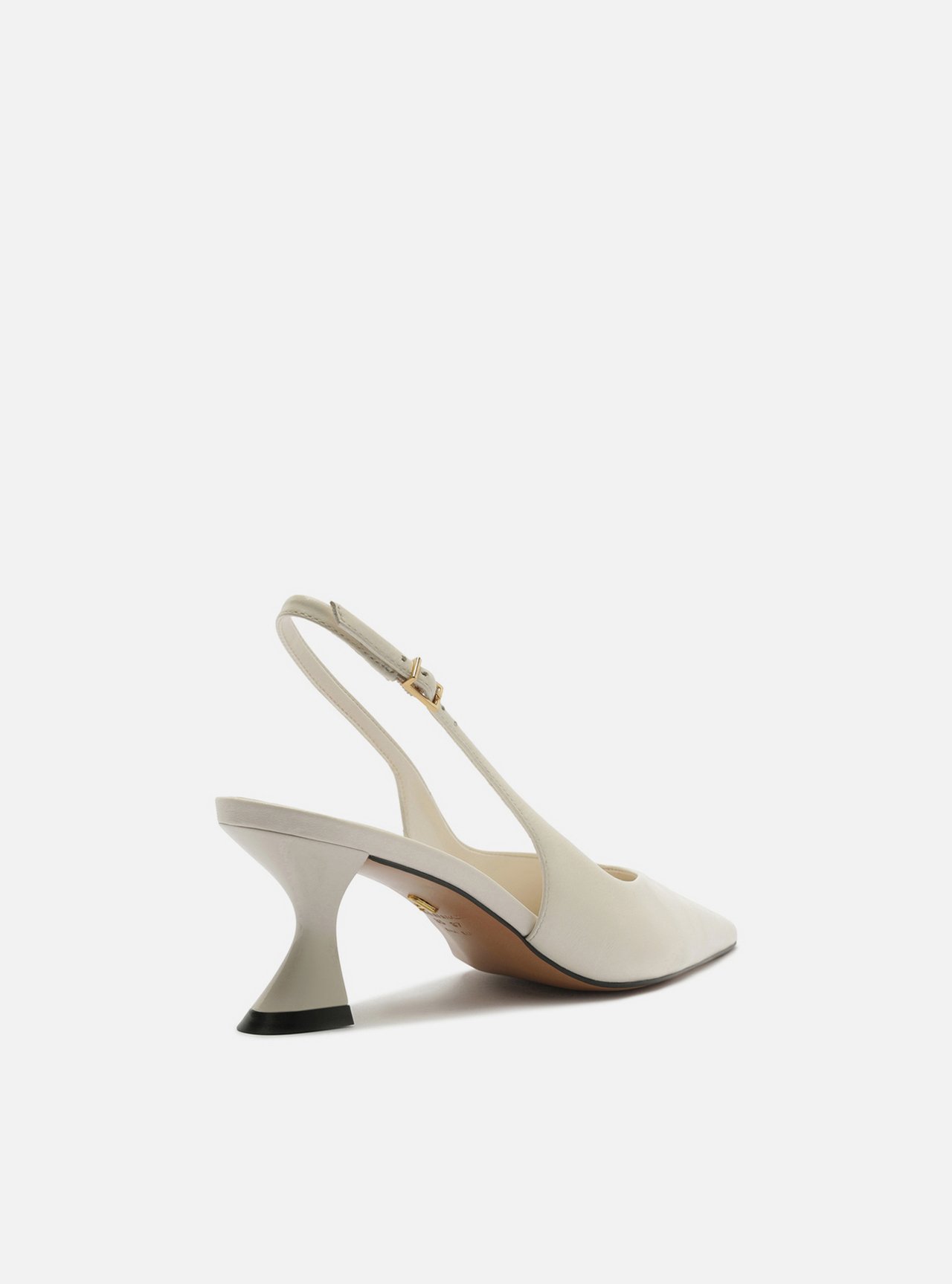 Scarpin Branca Couro Salto Geométrico Slingback — foto 3