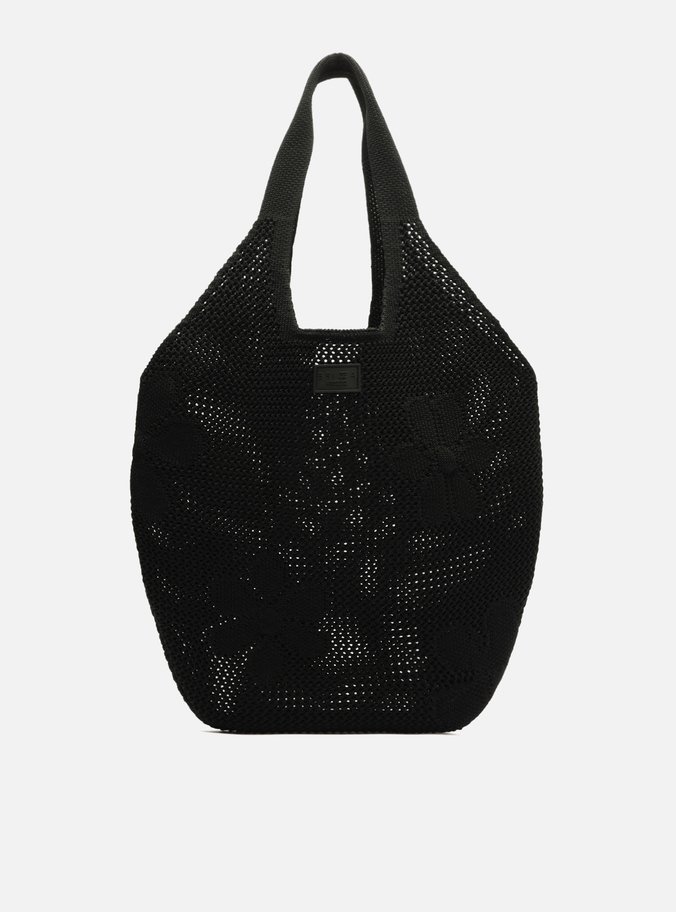 Bolsa Shopping Preta Crochê Mayra Glam Grande