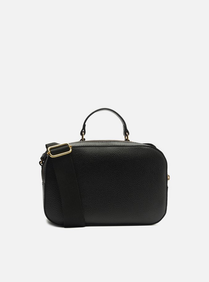 Bolsa Tiracolo Preta Média Detalhe Metal