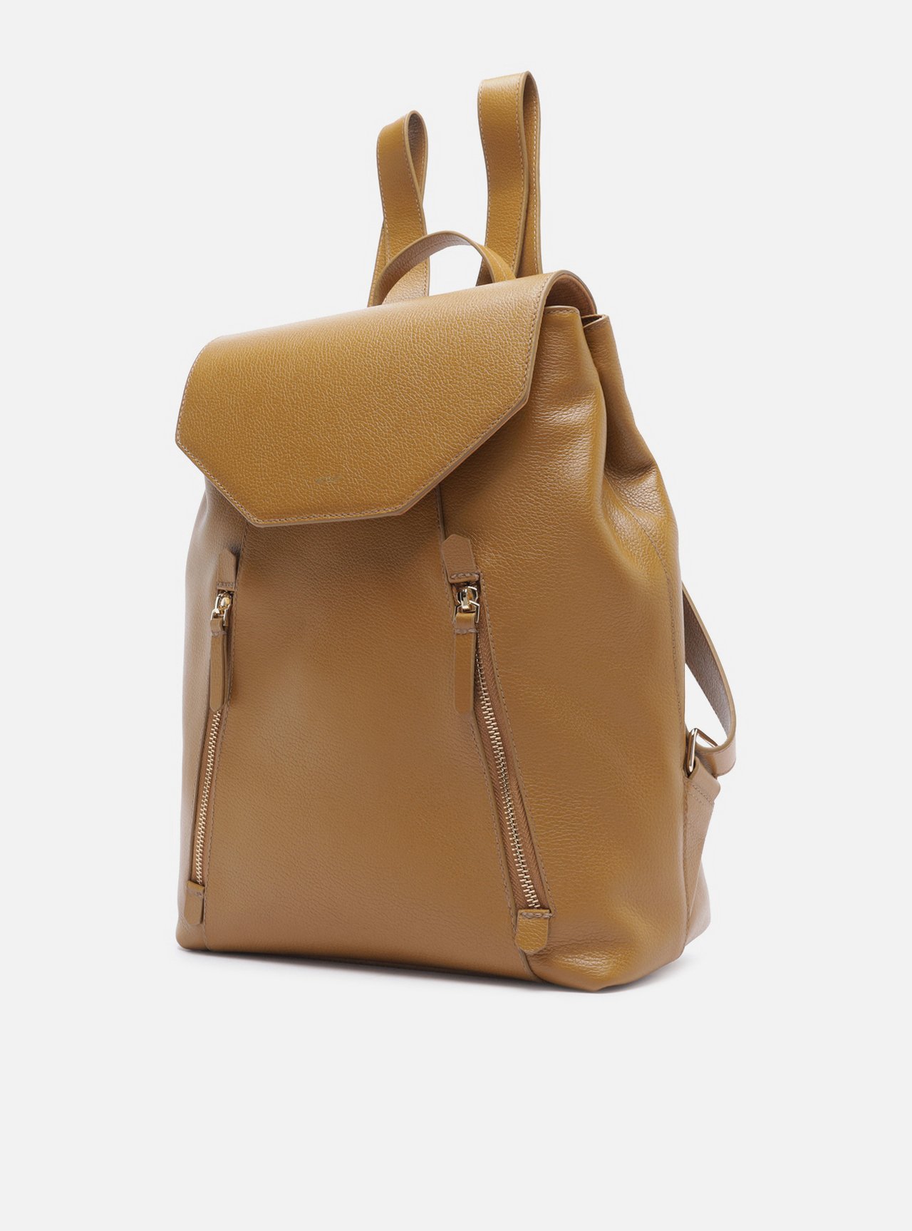 Bolsa Mochila Marrom Couro Grande Granulada — foto 2