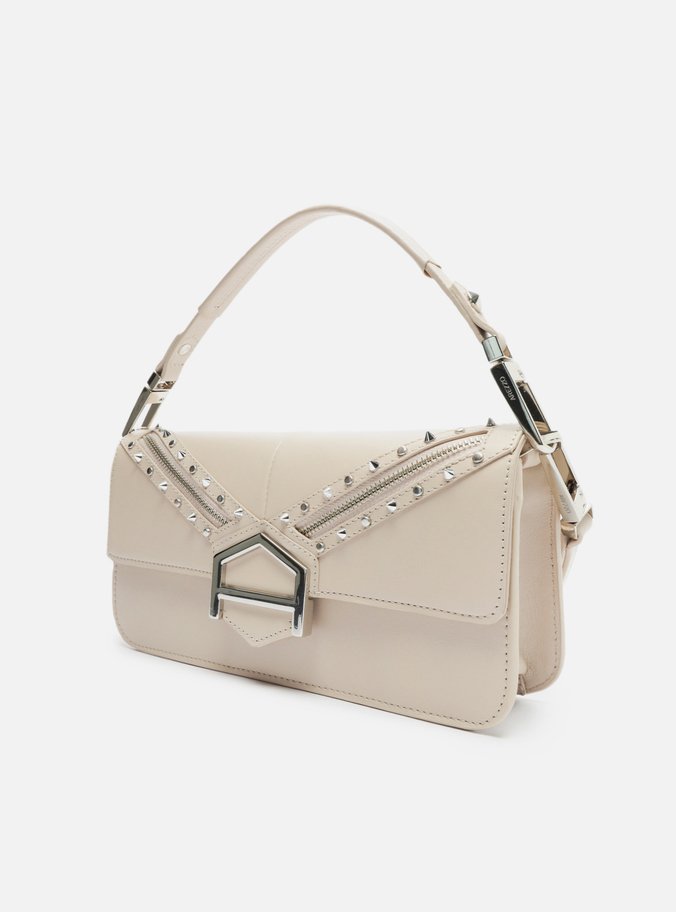 Bolsa Tiracolo Branca Couro Média Spikes