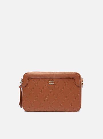 Bolsa Tiracolo Marrom Média Matelassê Moldura