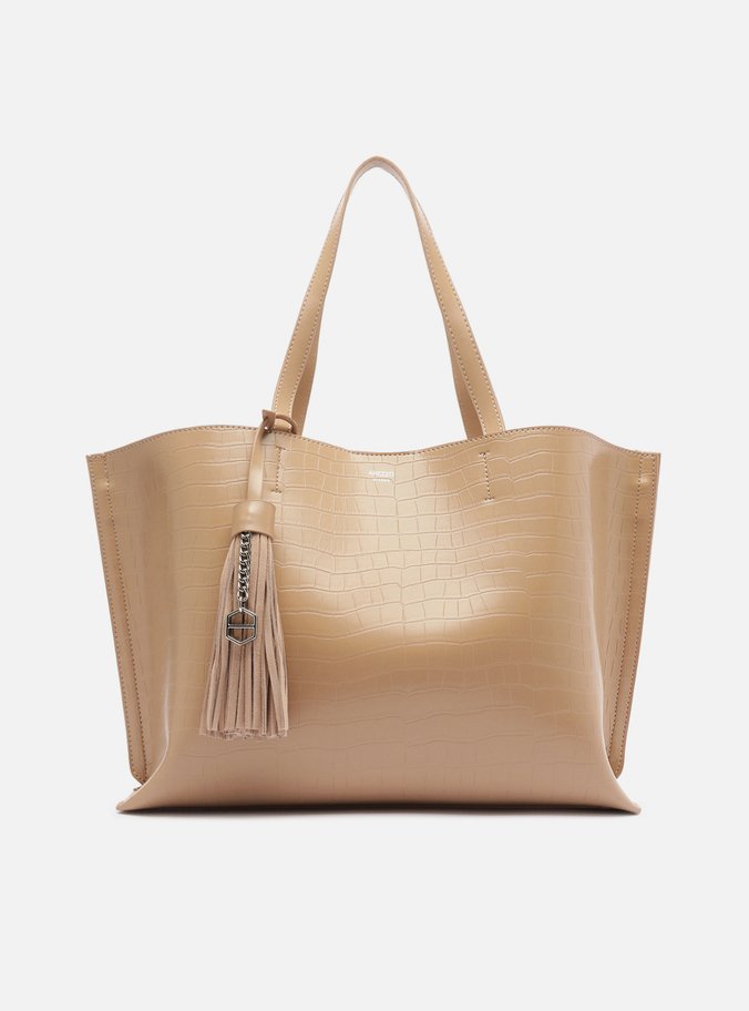 Bolsa Shopping Bege Croco Grande Barbicacho