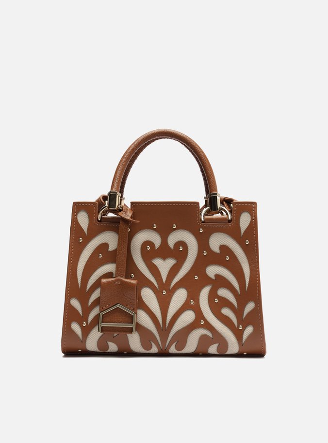 Bolsa Tote Marrom Couro Abraccio Média Recortes