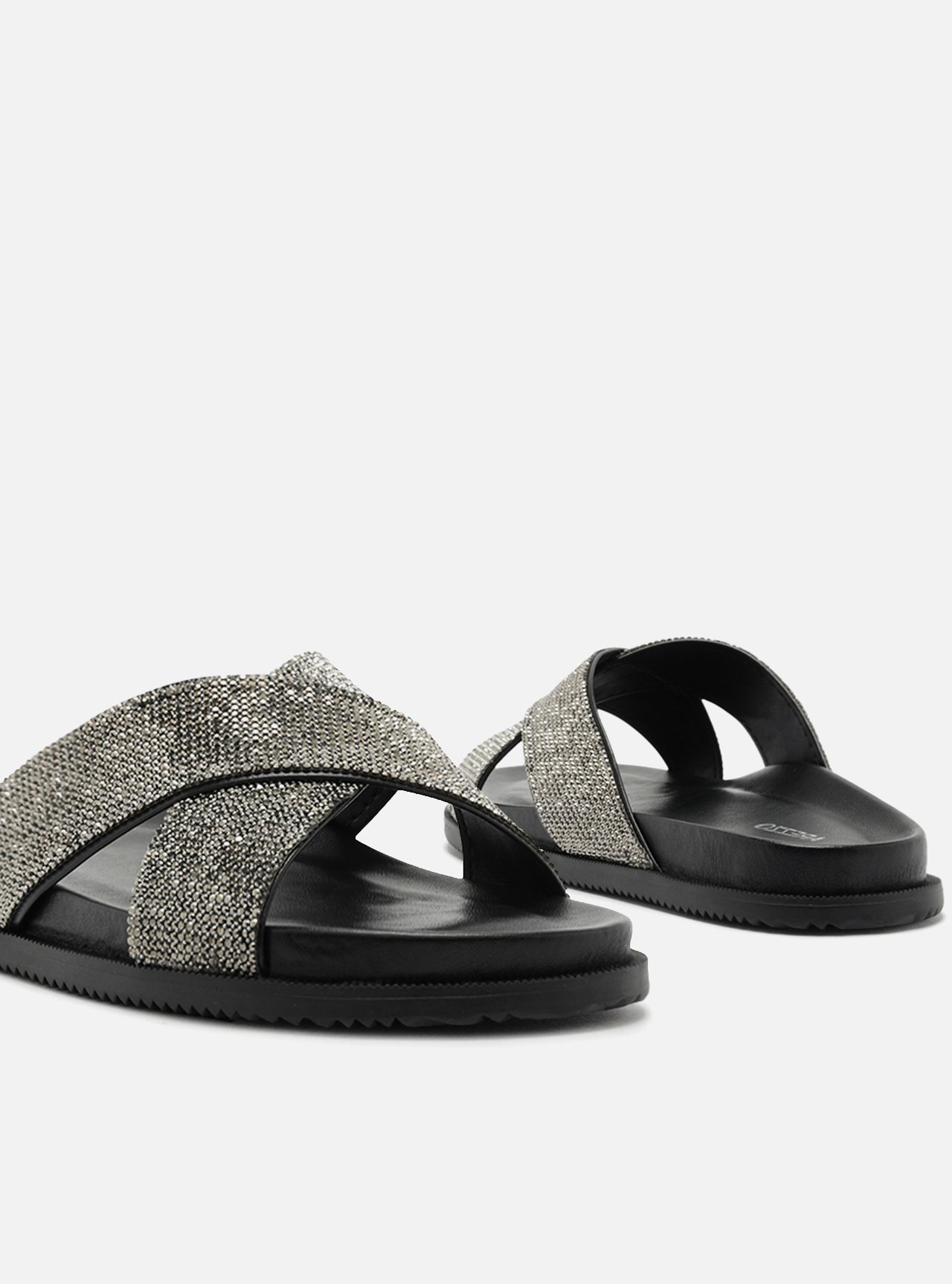 Slide Prata Tiras Largas Strass — foto 4