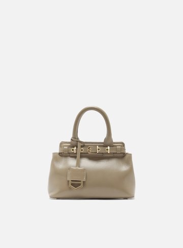 Bolsa Tote Cinza Couro Pequena Bag Charm Victória