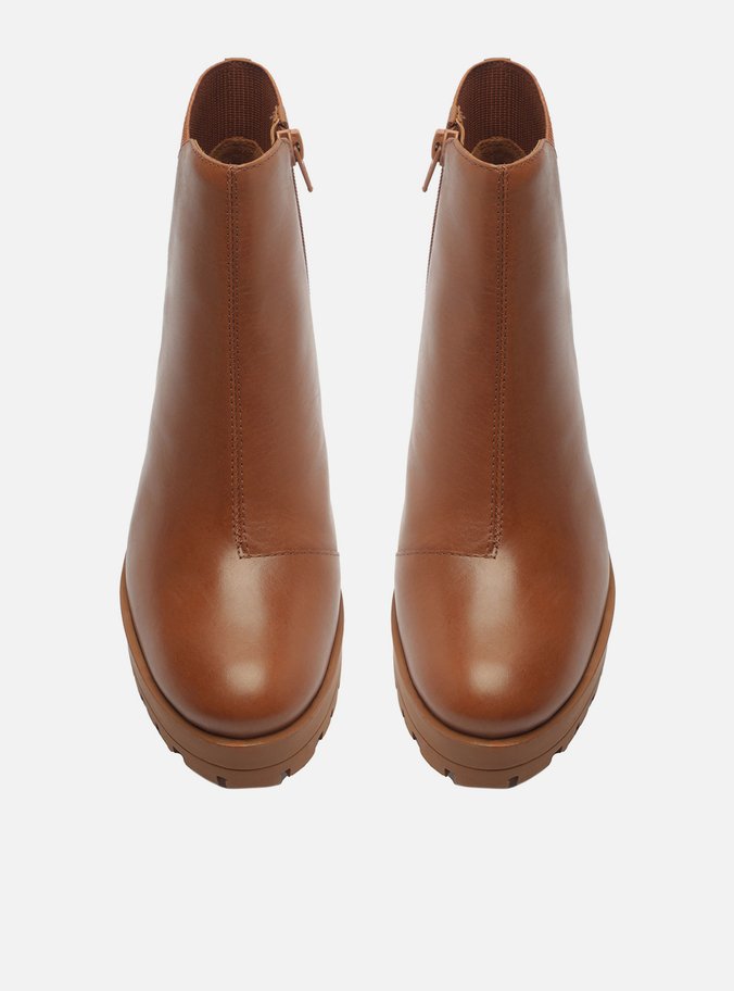 Bota Caramelo Couro Cano Curto Sola Tratorada