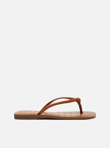 Rasteira Marrom Croco Bico Quadrado