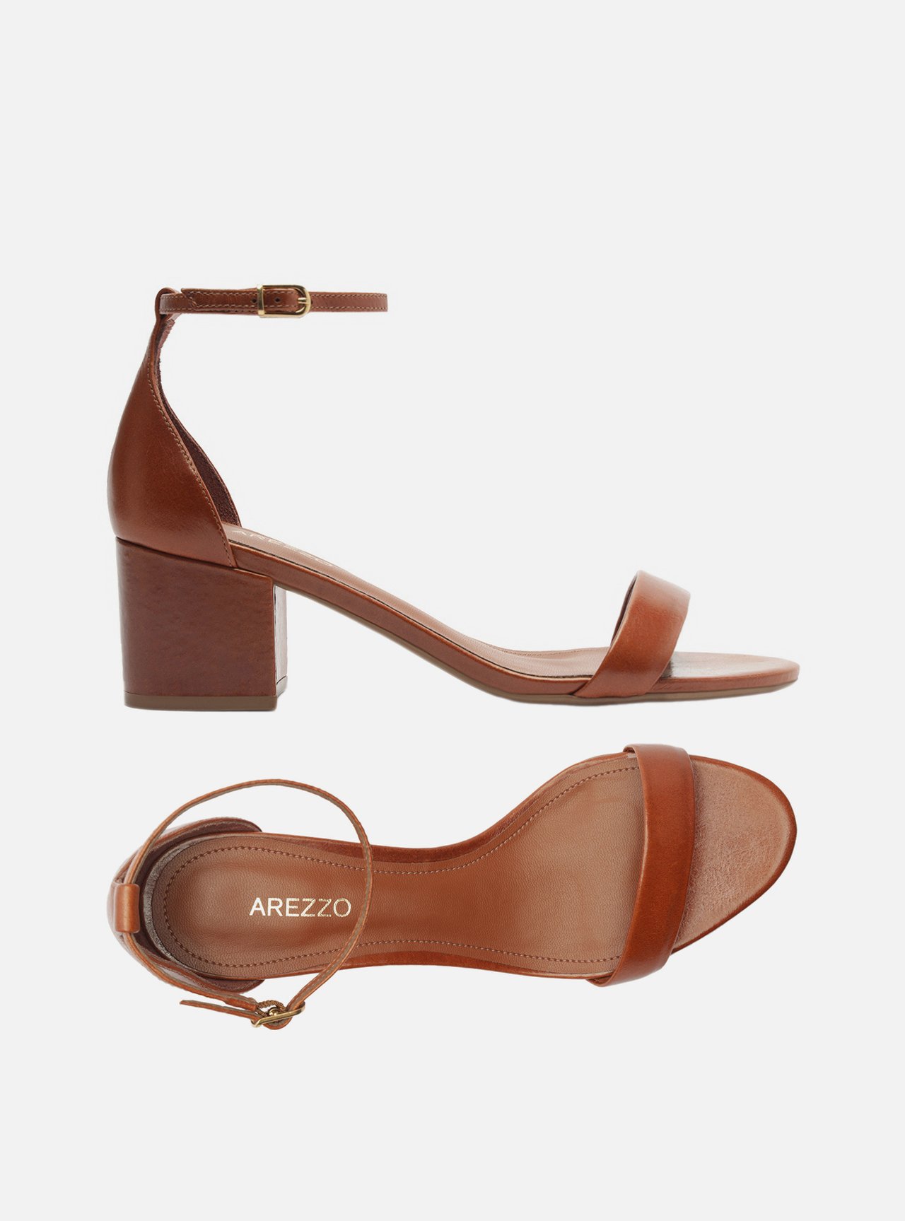 Sandália Marrom Cognac Couro Salto Médio Isabelli — foto 5
