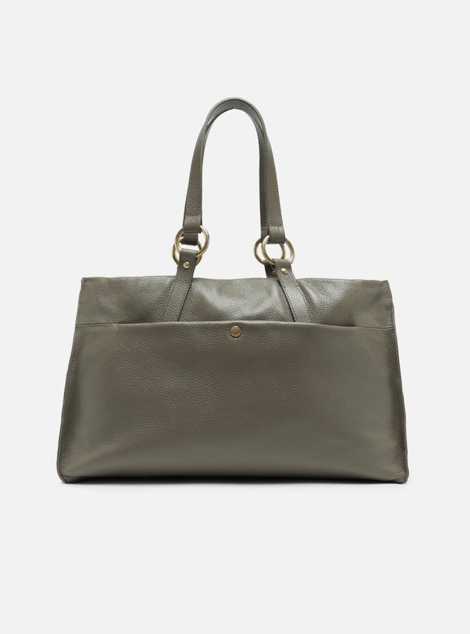 Bolsa Shopping Cinza Couro Cora Grande