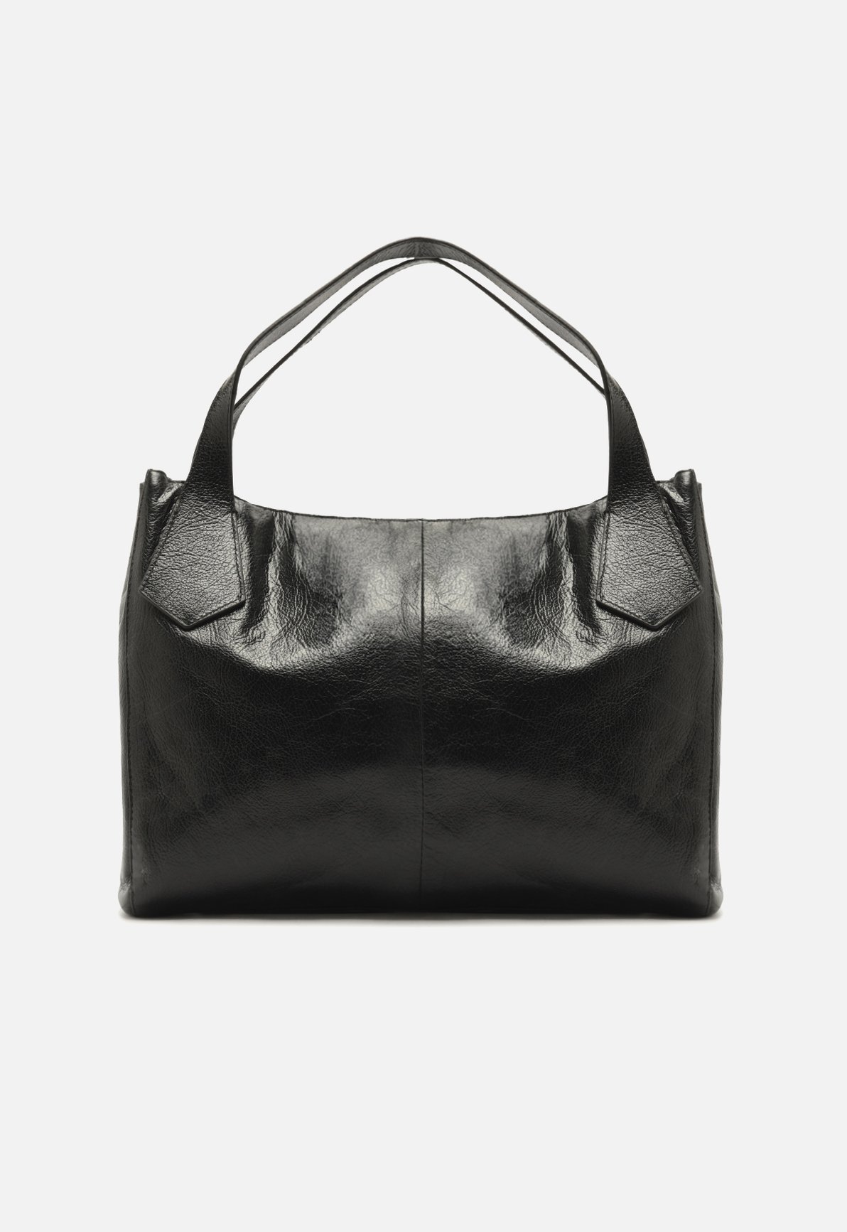 Bolsa Hobo Preta Couro Grande Metais — foto 3