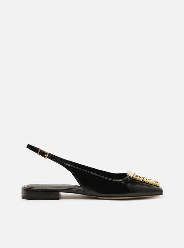 Sapatilha Preta Verniz Slingback