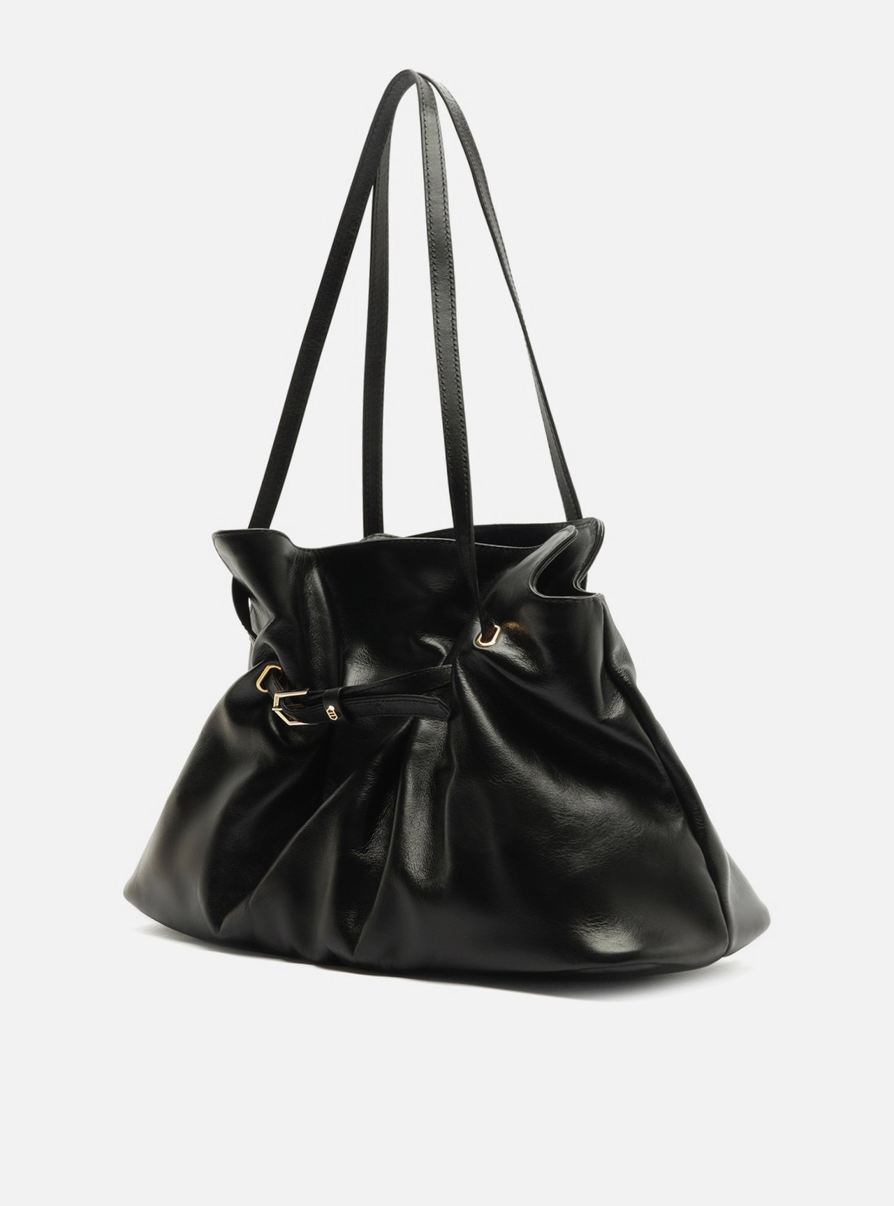 Bolsa Shopping Preta Couro Grande Tira Fivela — foto 2