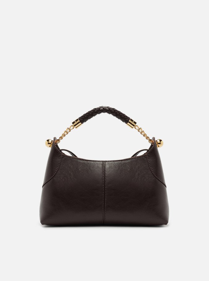 Bolsa Tiracolo Marrom Couro Média Alça Trança