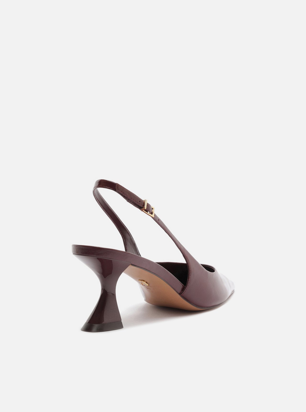 Scarpin Vermelho Couro Salto Geométrico Slingback — foto 3