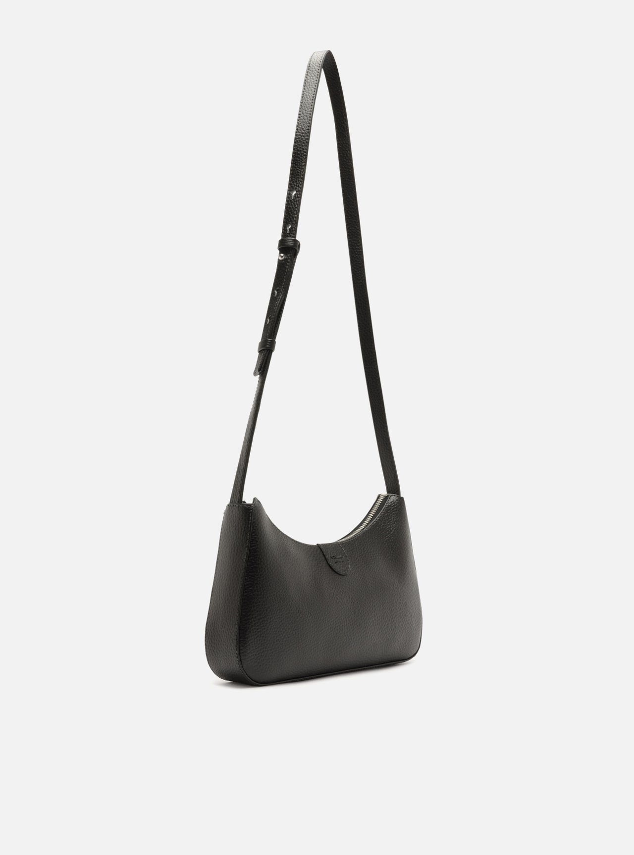 Bolsa Tiracolo Preta Média Granulada Metais — foto 5