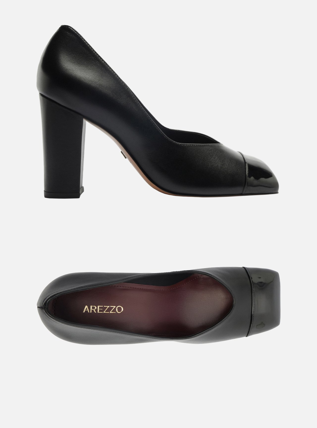 Scarpin Preto Couro Salto Bloco — foto 7