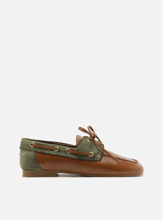 Mocassim Marrom Couro Bico Redondo Laço