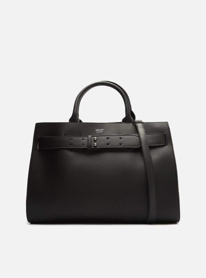 Bolsa Tote Preta Grande Tira Rebites